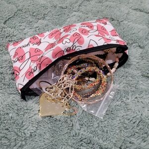 Love Print Pouch with jewelry